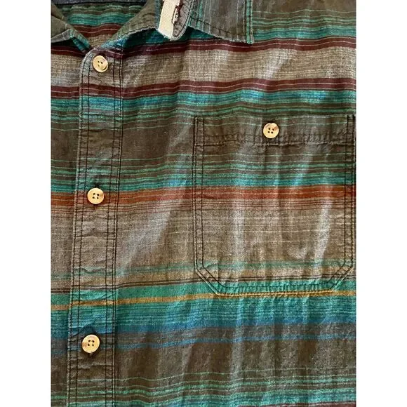 Carbon Mens Multicolor Button Up Short Sleeve Classic Fit Cotton XXL Color Block - Picture 4 of 10